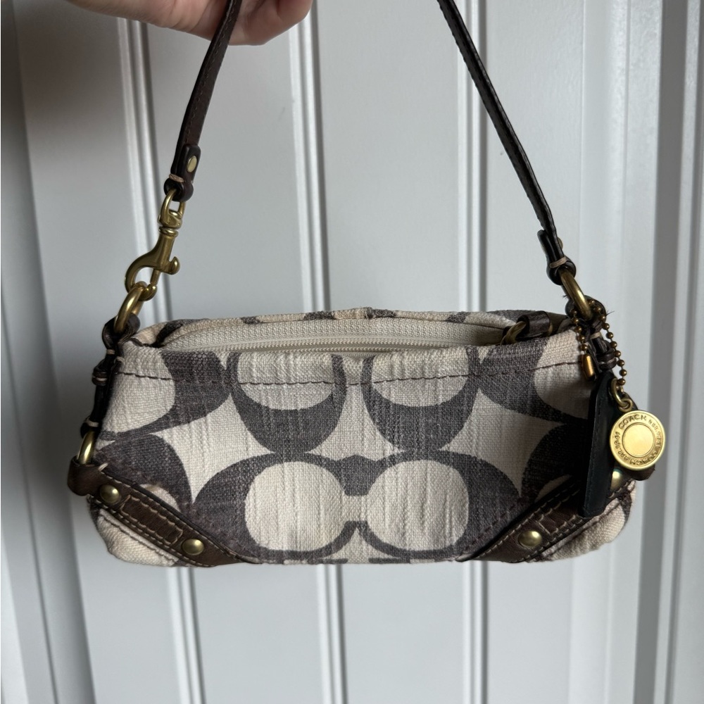 Coach Linen Carly Wristlet/Mini Bag